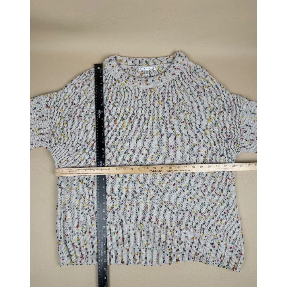 Seven7 XL Confetti Knit Sweater Rainbow Dot Oversized Crewneck Cream